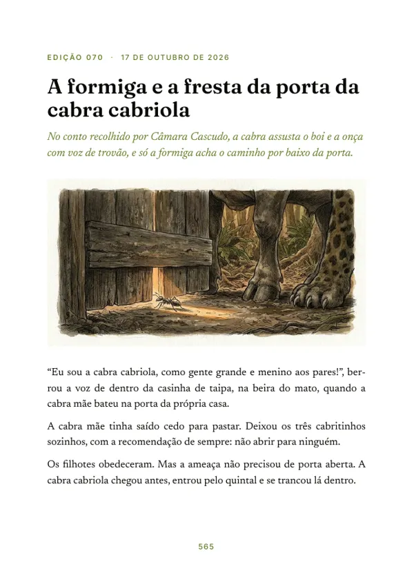 Página 565 do volume: abertura da edição 070, A formiga e a fresta da porta da cabra cabriola