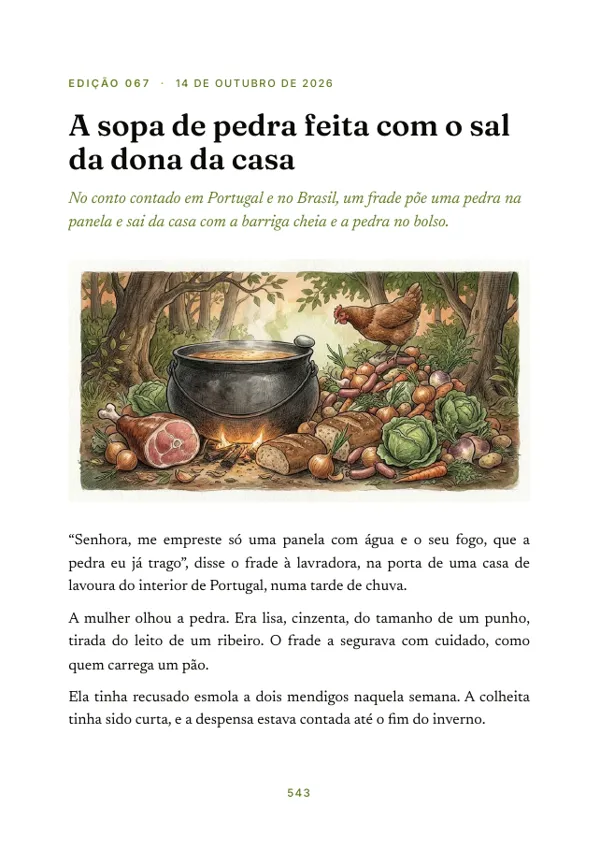 Página 543 do volume: abertura da edição 067, A sopa de pedra feita com o sal da dona da casa